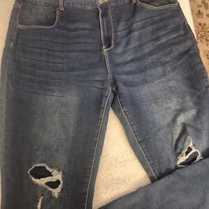 Classic Blue Distressed Women Jeans